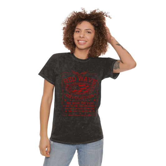 Red Wave Mineral Wash T-Shirt (Unisex)