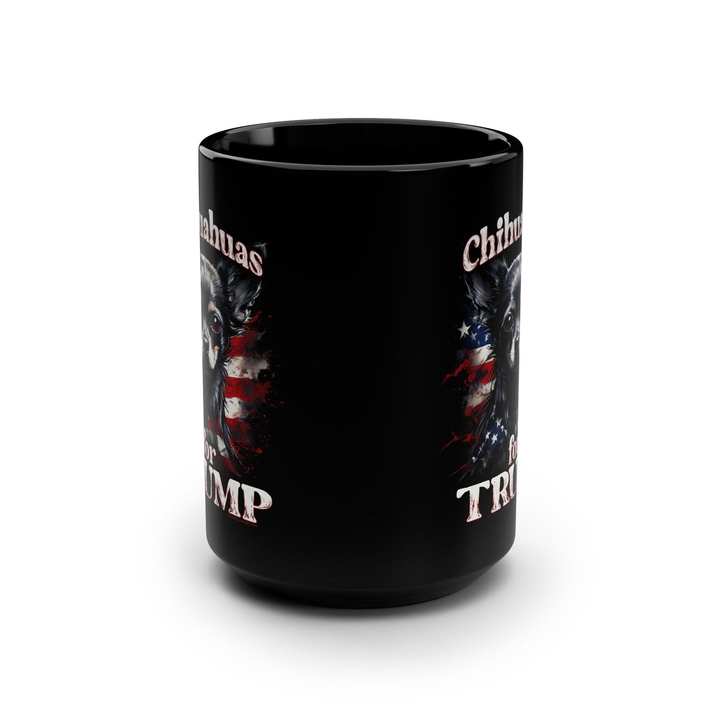 Chihuahuas for Trump Black Mug, 15oz