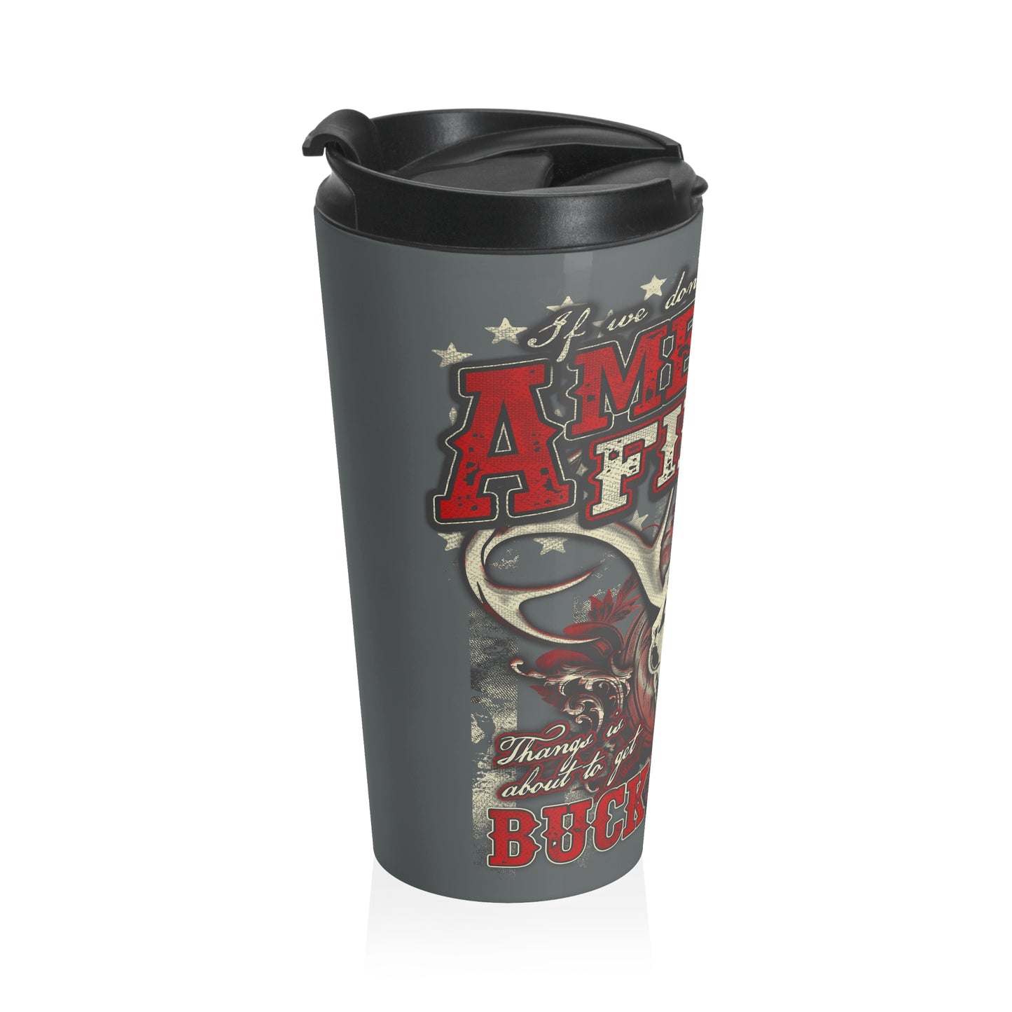 America First Deer Head Stainless Steel Travel Mug