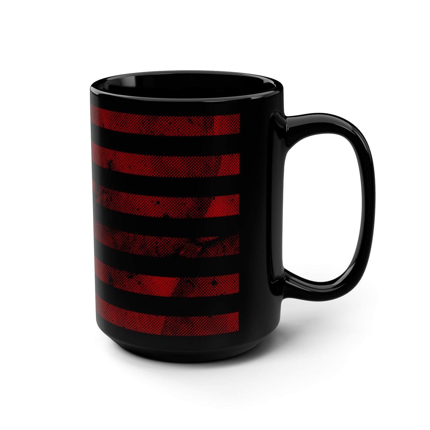 American Flag RED Black Mug, 15oz