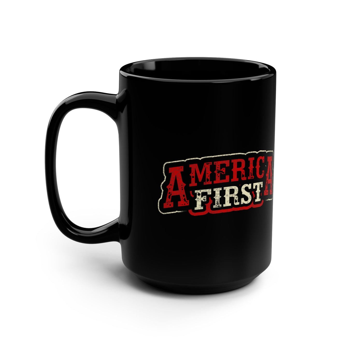 America First Black Mug, 15oz