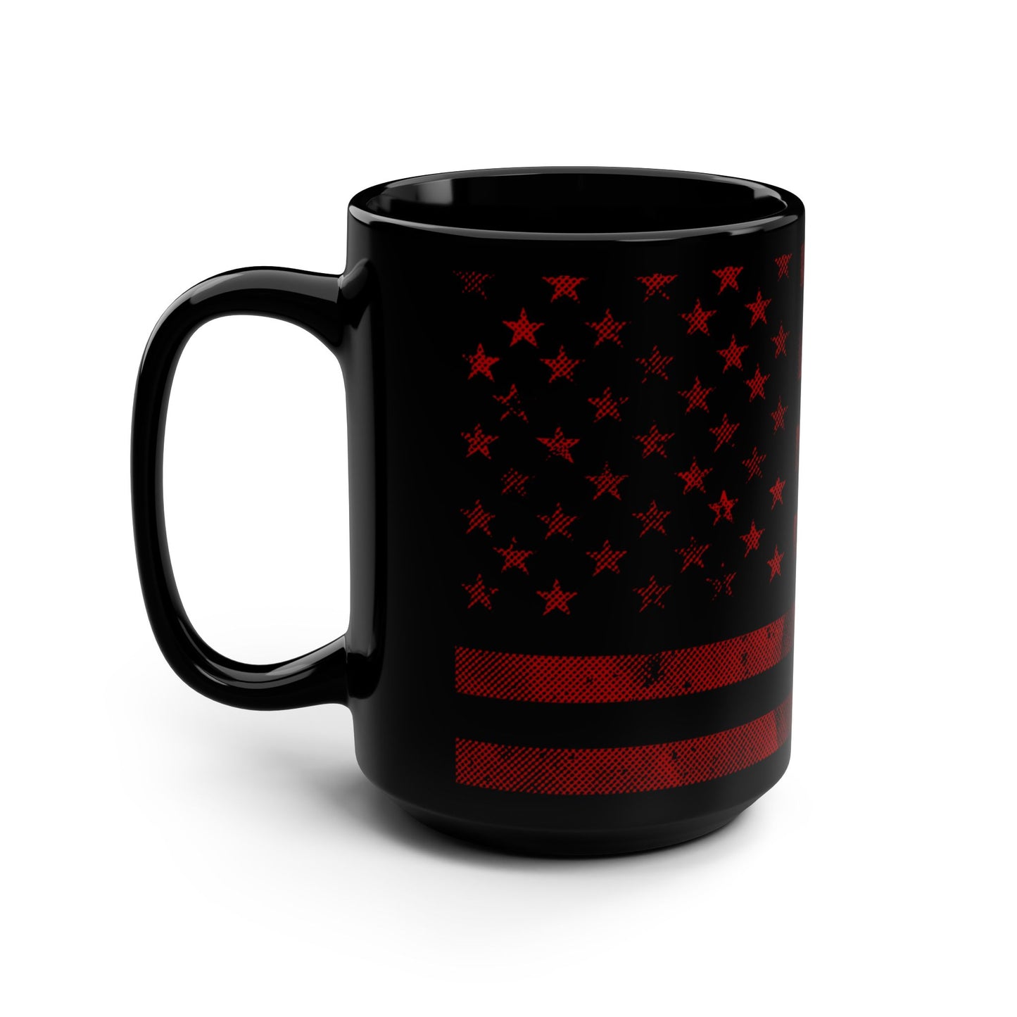 American Flag RED Black Mug, 15oz