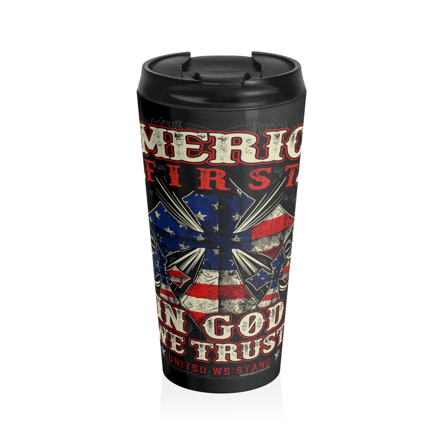 America First 3 Crosses Stainless Steel Travel Mug