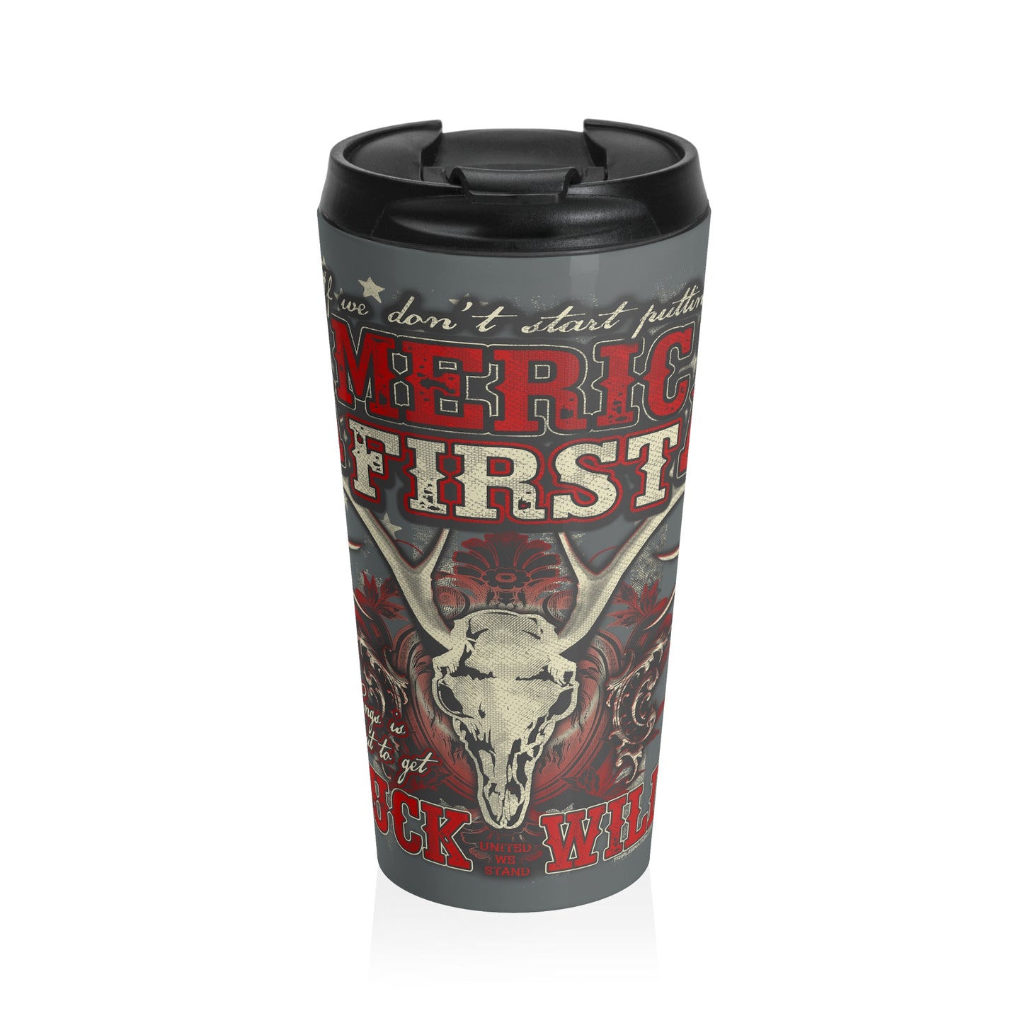 America First Deer Head Stainless Steel Travel Mug