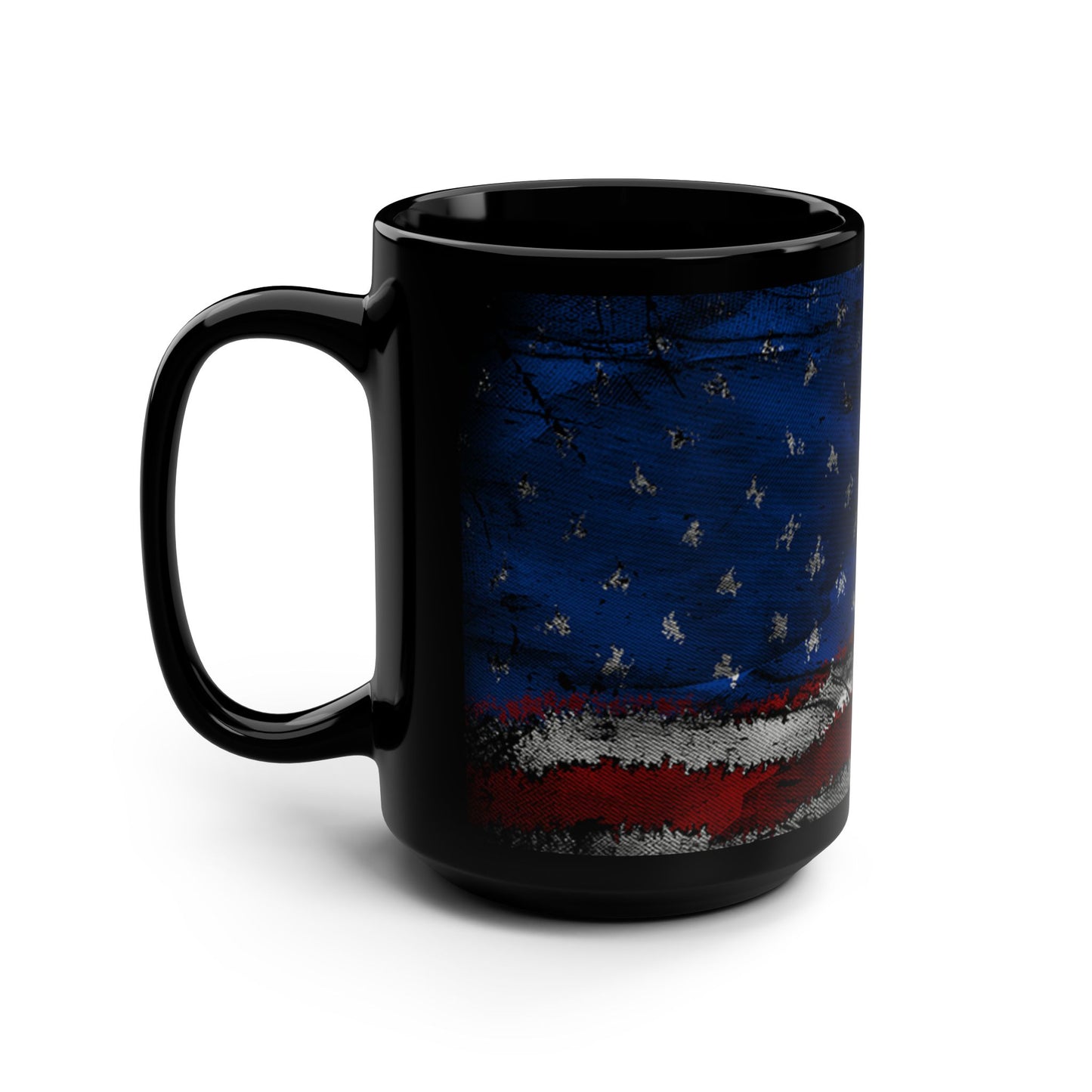 American Flag Black Mug, 15oz