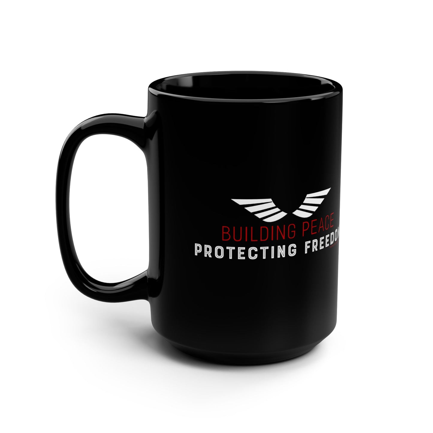 Protecting Freedom Black Mug, 15oz